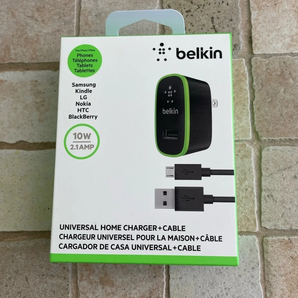 Belkin Home Charger and Cable 10W 2.1 Amp 10W USB-A Wall Charger + Micro-USB NWT